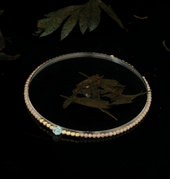 輕奢風香檳鋯石14K包金 GF Swarovski 配珠水晶手鍊 ( Champage Zircon Bracelet 第5張的照片