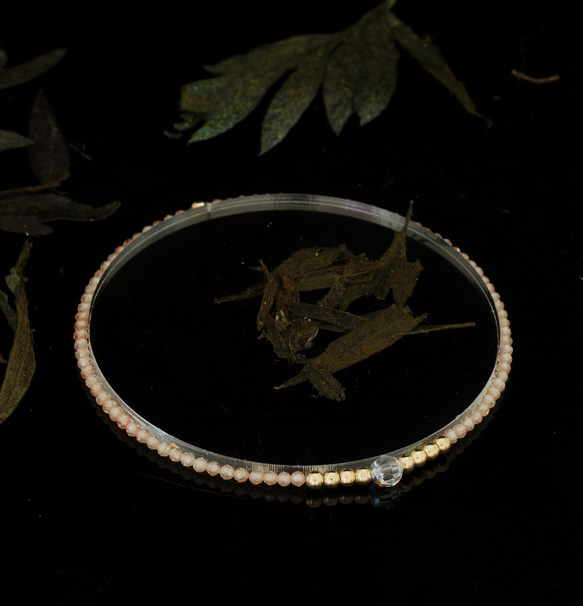 輕奢風香檳鋯石14K包金 GF Swarovski 配珠水晶手鍊 ( Champage Zircon Bracelet 第2張的照片