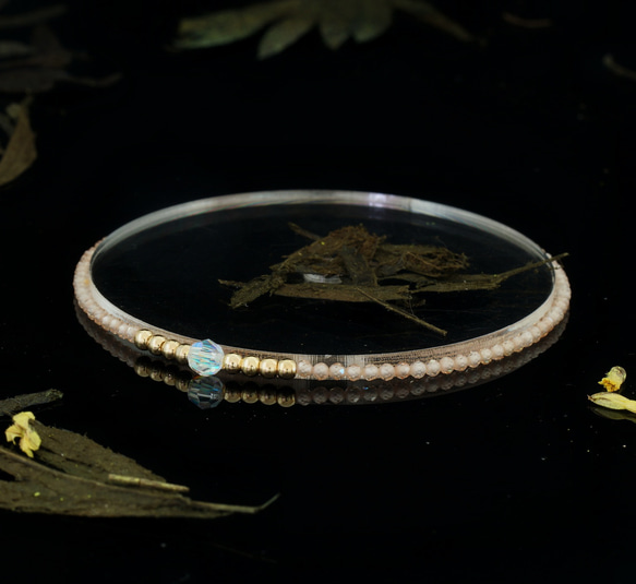 輕奢風香檳鋯石14K包金 GF Swarovski 配珠水晶手鍊 ( Champage Zircon Bracelet 第1張的照片