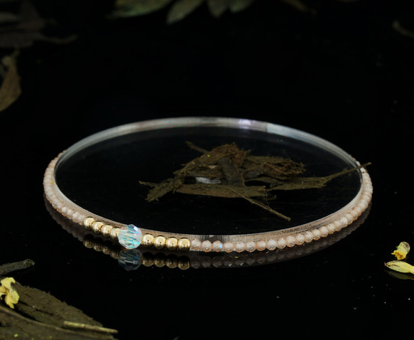輕奢風香檳鋯石14K包金 GF Swarovski 配珠水晶手鍊 ( Champage Zircon Bracelet 第4張的照片
