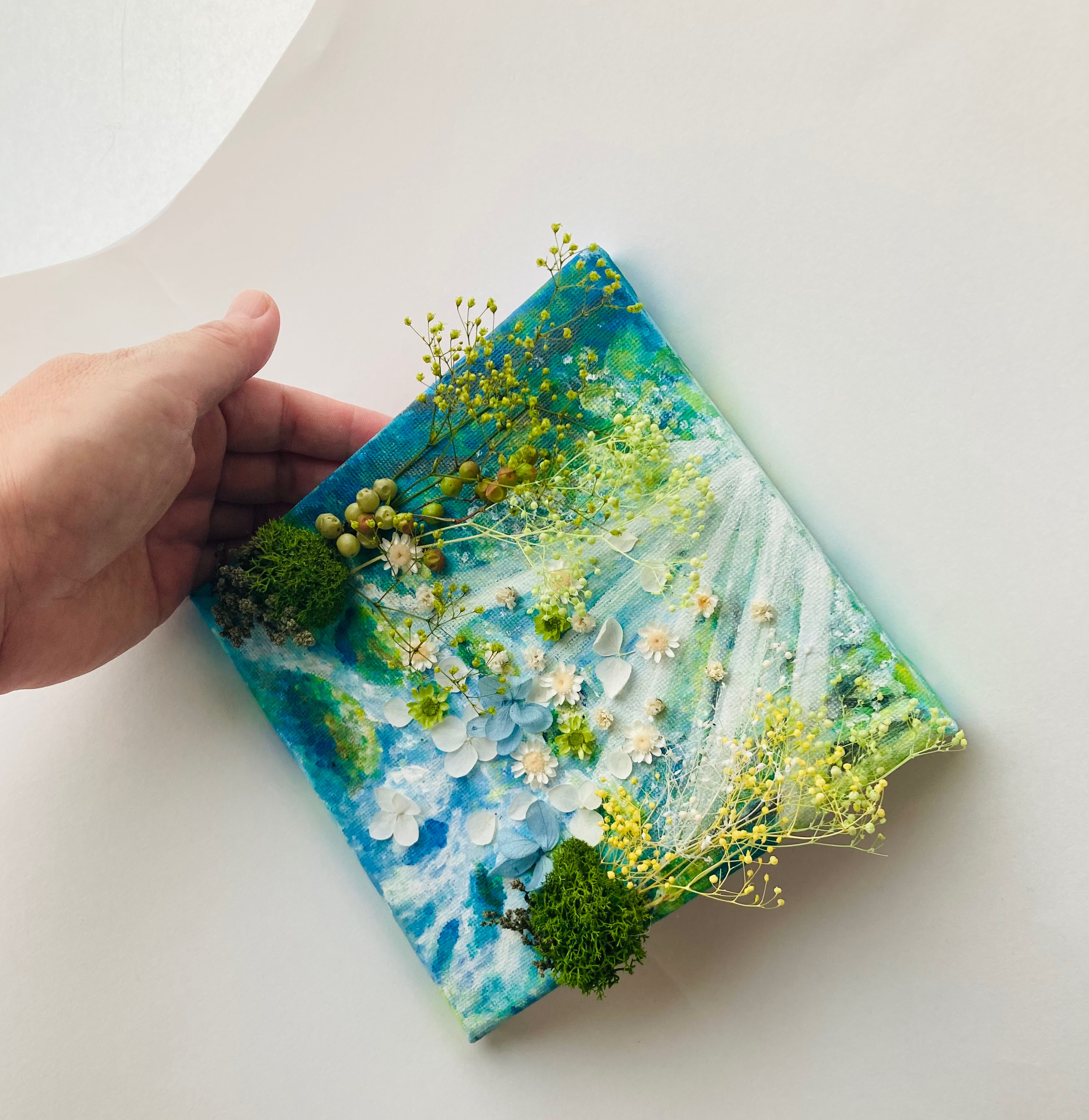 テラリウムの油絵【上昇】1点物の原画アート/作者サイン入り/F3号キャンバス テラリウムの油絵【上昇】1点物の原画アート/作者サイン入り/F3号キャンバス