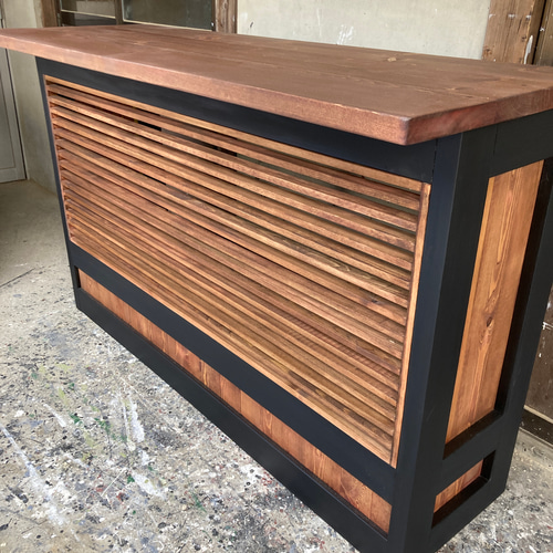 受注製作☆格子柄【受付カウンター】チェリー＆ダーク☆バー