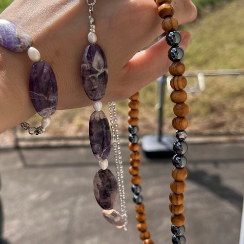 わんちゃん用 犬用♡テラヘルツ♡ウッドビーズネックレス♡五芒