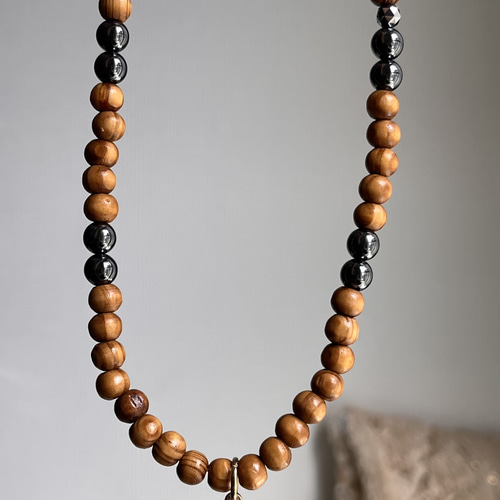 わんちゃん用 犬用♡テラヘルツ♡ウッドビーズネックレス♡五芒