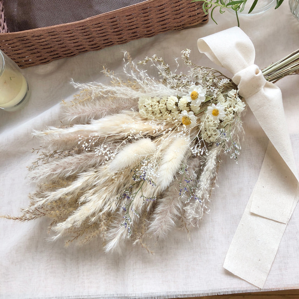 Natural＊ふわふわホワイトスワッグ♡ドライフラワースワッグ