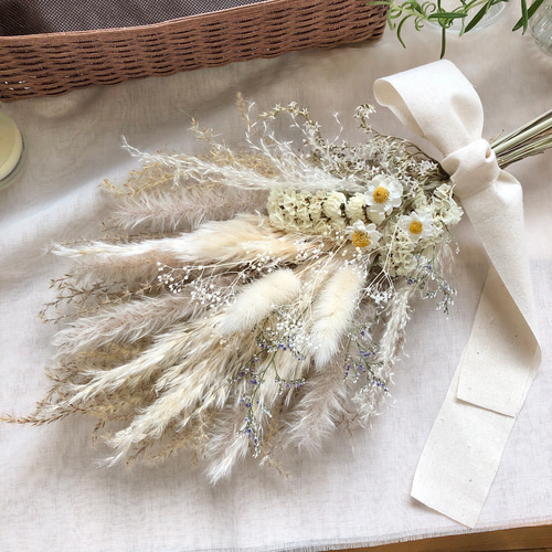 Natural＊ふわふわホワイトスワッグ♡ドライフラワースワッグ ドライ