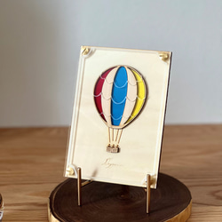 『気球』【真鍮金具×アクリル×木のアートパネル】ご自宅やプレゼントに☆ 1枚目の画像