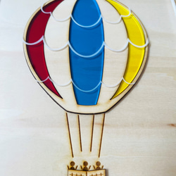 『気球』【真鍮金具×アクリル×木のアートパネル】ご自宅やプレゼントに☆ 4枚目の画像