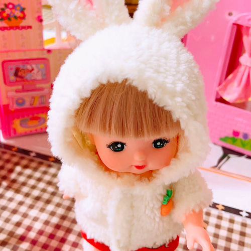 メルちゃん服 ソランちゃん うさぎちゃん着ぐるみ ピンク色と