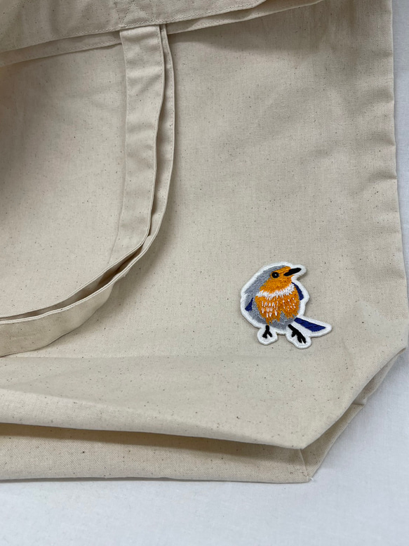 コマドリ風の鳥　刺繍ワッペン　アップリケ　シール可 5枚目の画像