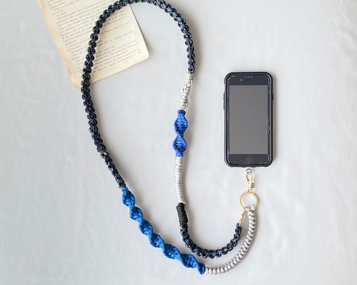 【ハンドメイド】パラコード・スマホ用ショルダーストラップ ハンドメイド ストラップ スマホ ショルダー パラコード 紫黒x