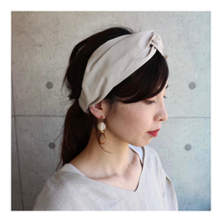 洋服屋さんが作る、コットンリネン幅広クロスヘアバンド／リネン