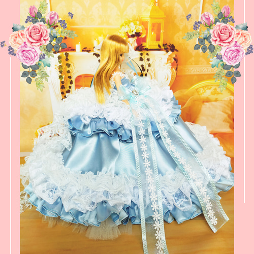 ゆ*ん様 ジェニーフレンド27cmドール服 あずき色のドレス ゆ*ん