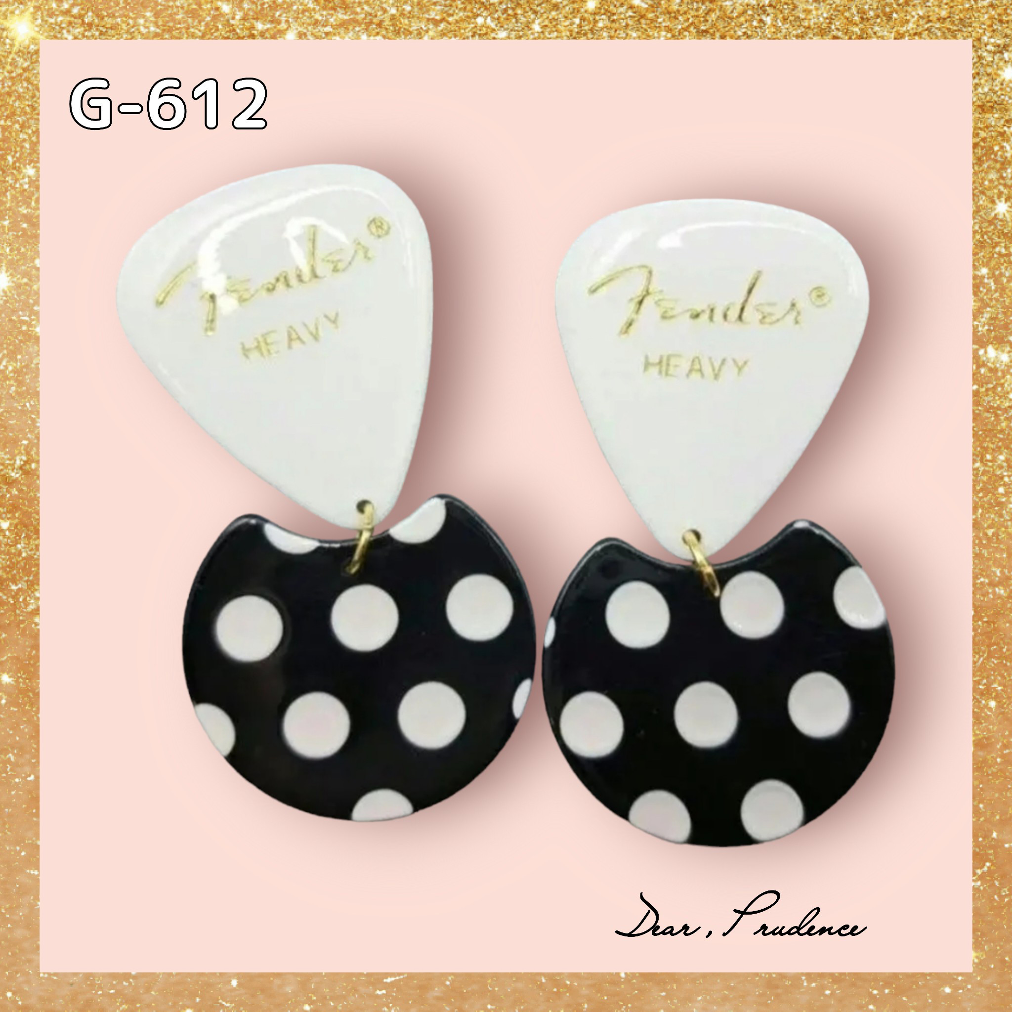 Fender 大ぶり 水玉ドット ♡ ギターピック ピアス / イヤリング