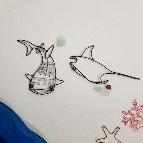 旅気分2025》 ワイヤーアート 壁飾り 【 マンタ 】 夏 飾り 壁面