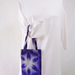 たばた絞り・ミニバッグ・紫・京絞り・知多木綿・長方形 1枚目の画像