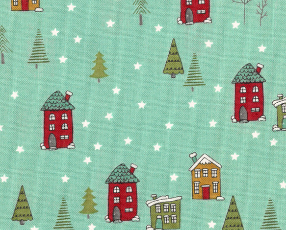 カットクロス！『Moda モダ　  SNOWKISSED 　クリスマス生地　家と木々』～52㎝×50㎝でカット済み～ 2枚目の画像