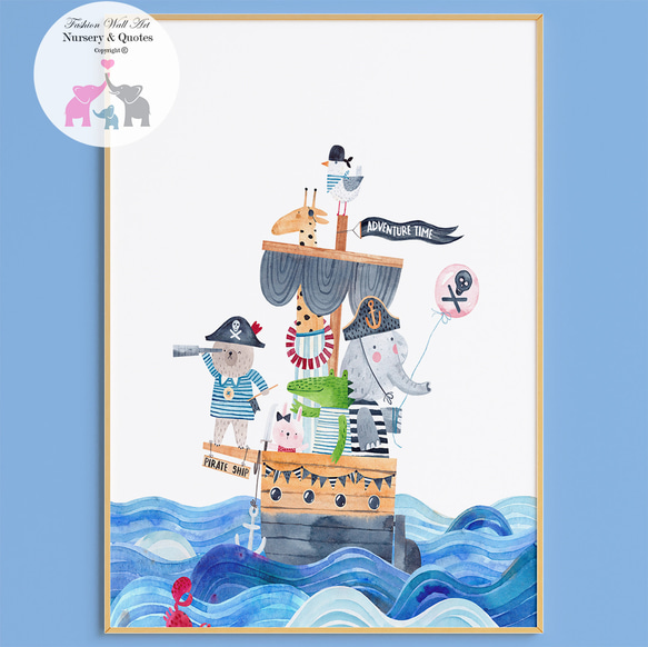 海賊の水彩イラスト（フレーム付き） 海賊の水彩イラスト（フレーム付き） 小売 海賊の水彩イラスト