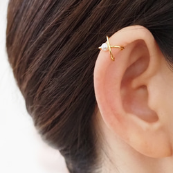 金属アレルギー対応! sv925クロスワイヤーとクリスタルパールのミニ