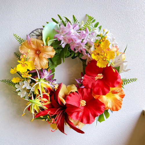 アーティフィシャルフラワー ハイビスカスのリース リース flower base  