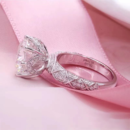 高級仕様】5.0ct モアサナイト ダイヤモンド リング K18 指輪・リング 