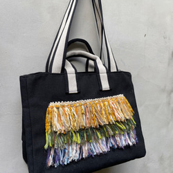 客製 梭織流蘇設計帆布手提斜肩包(大)   Weaving tassel Design Bag *CUSTOM MADE 第1張的照片