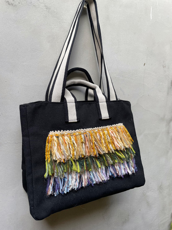 客製 梭織流蘇設計帆布手提斜肩包(大)   Weaving tassel Design Bag *CUSTOM MADE 第1張的照片