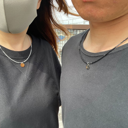 ペア価格】イニシャルを選べます ヘマタイト カットオニキス