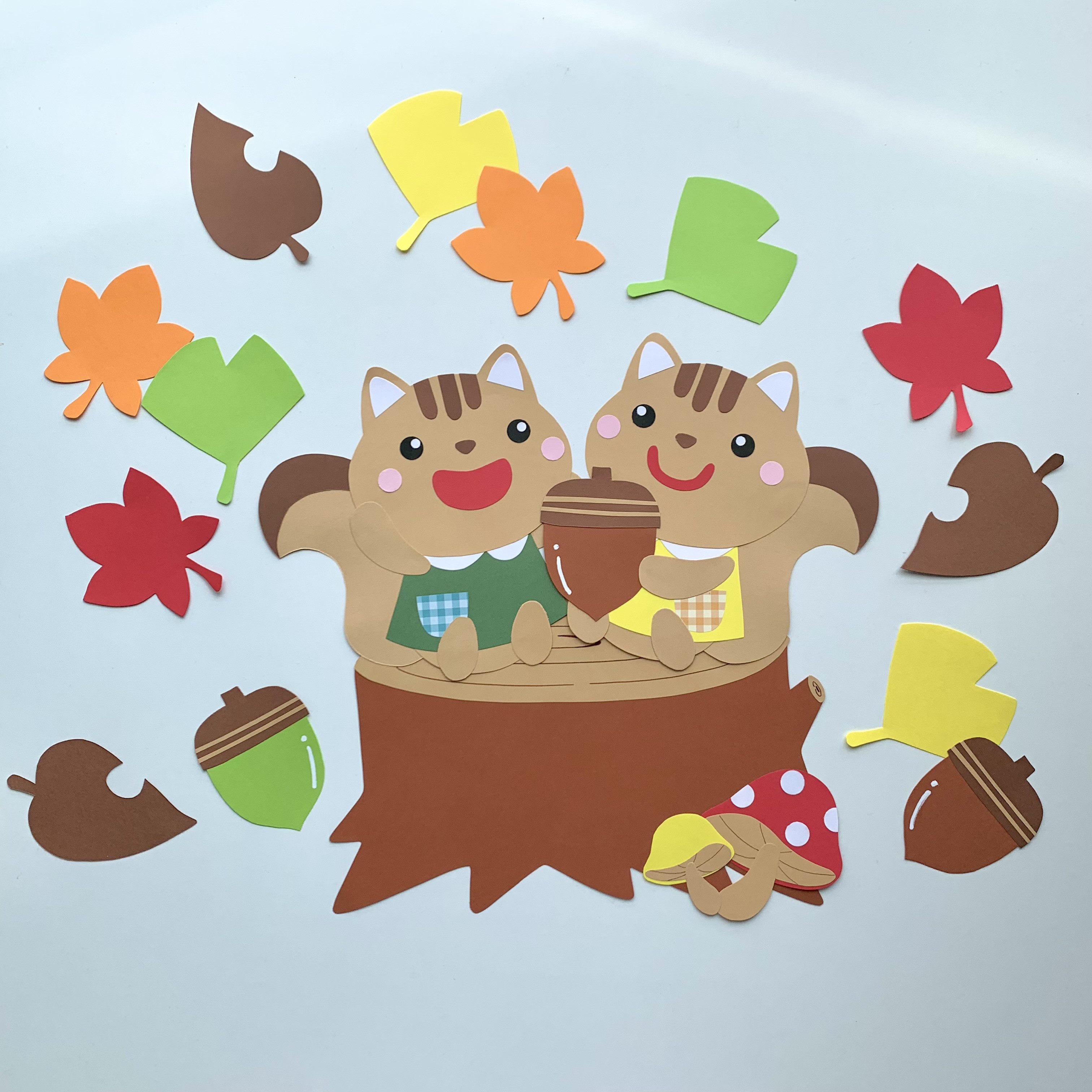 秋の壁面-りすと紅葉- その他インテリア雑貨 ちぃ坊のお絵描き帳