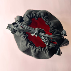 【在庫あり】大人可愛いレザーフリルのリネンバッグ『Ama bag 』ブラック 5枚目の画像