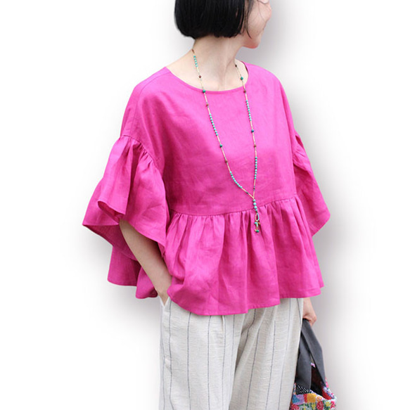 Curensology リネンギャザースリーブブラウス美品ブラック ブラックのリネンギャザースリーブブラウス | iichi 日々の