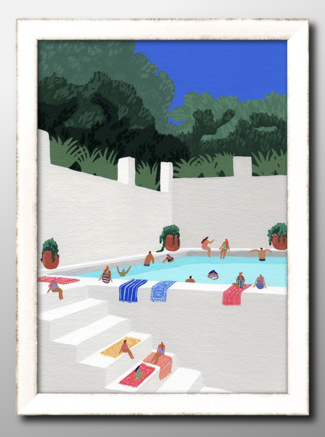 13654 ポスター 絵画 A3サイズ『夏 プール 青空 サマー』アート