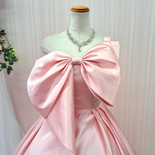 ドレスルームアミ マキシ丈 ドレス リボン 結婚式 二次会 演奏会
