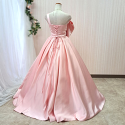 大きなリボン ウェディングドレス カラードレス 結婚式 花嫁衣裳 演奏会 発表会 ピンク 24107 9枚目の画像