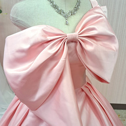 大きなリボン ウェディングドレス カラードレス 結婚式 花嫁衣裳 演奏会 発表会 ピンク 24107 6枚目の画像