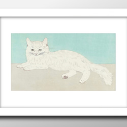 13832 ポスター 絵画 A3サイズ『横たわる猫 ネコ』アート