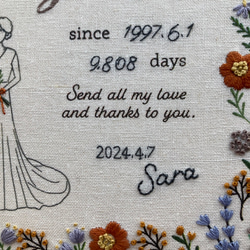 特集掲載▷【受注制作】刺繍ウェディングボード　両親贈呈品　子育て感謝状　結婚祝い　ウェルカムボード 7枚目の画像