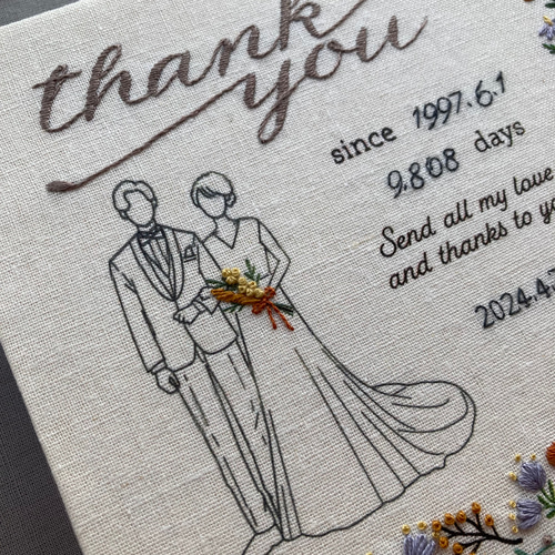 特集掲載▷【受注制作】刺繍子育て感謝状（グリーンベース） 両親贈呈