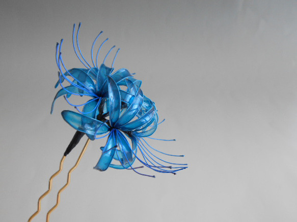 青彼岸花（大）・アオヒガンバナ　簪　髪飾り 3枚目の画像