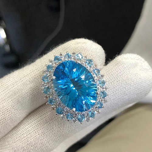 K18天然 ブルートパーズリングサイズ11号18金11月誕生石