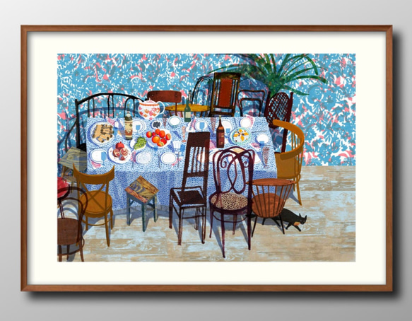 アンティーク ポスター 絵画 大きいサイズ （C） 12825 ポスター 絵画 A3サイズ『北欧 朝食』アート イラスト