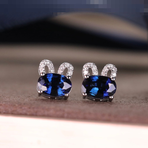 サファイア ダイヤピアスK18