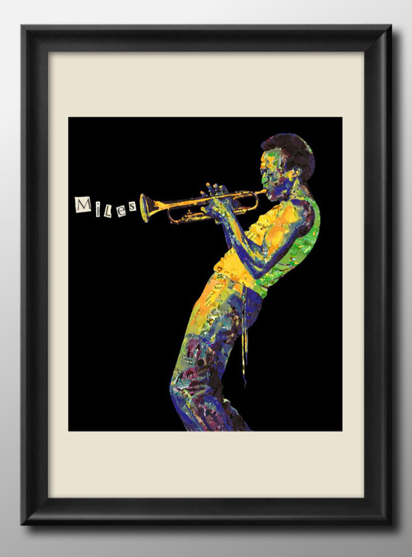 Miles Davis Jazz Musician ポスター マイルス・デイヴィス黒と