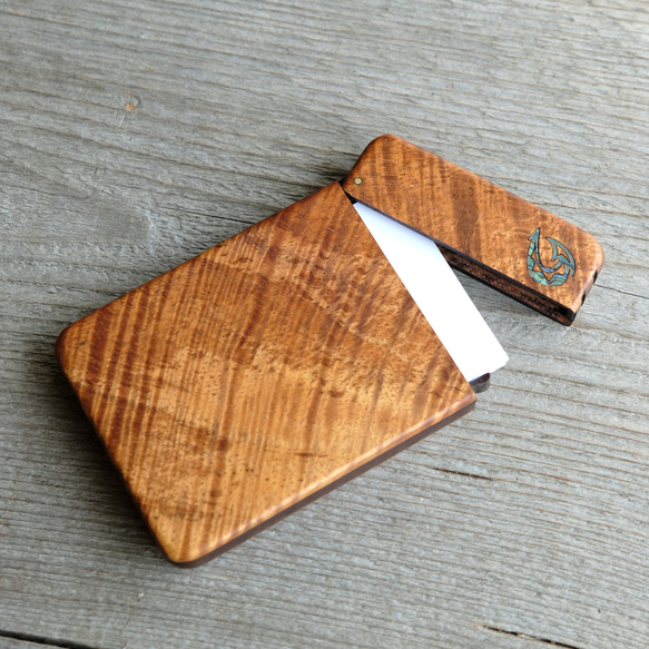 木製名片夾“魚鉤”夏威夷芯獨一無二 第4張的照片