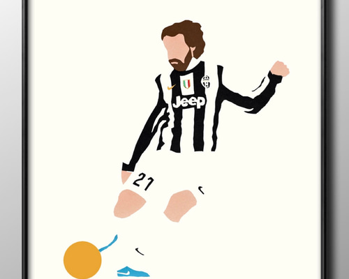 サッカー 手描き絵画 A3サイズ 12718 ポスター 絵画 A3サイズ『サッカー アンドレア・ピルロ』アート