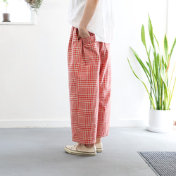 random check wide tuck pants (tomato) 3枚目の画像