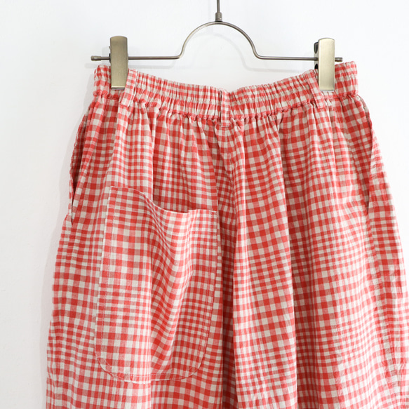 random check wide tuck pants (tomato) 8枚目の画像