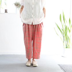 random check wide tuck pants (tomato) 1枚目の画像