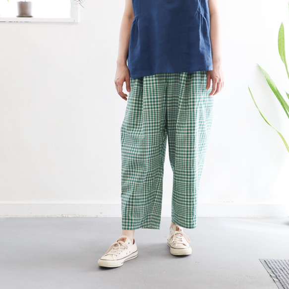 random check wide tuck pants (tomato) 12枚目の画像