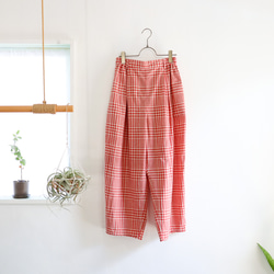 random check wide tuck pants (tomato) 5枚目の画像